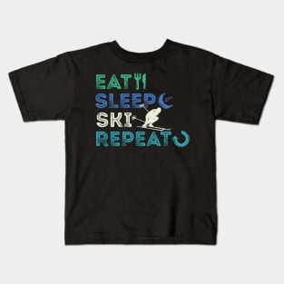 Eat Sleep Ski Repeat Kids T-Shirt